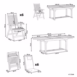 Garden Dining Set 6 Seater AMANTEA with Cushions Acacia Wood Grey