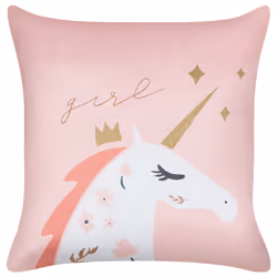 Set of 2 Velvet Kids Cushions Unicorn Motif 45 x 45 cm Pink UNIOLA