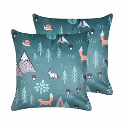 Set of 2 Velvet Kids Cushions Forest Motif 45 x 45 cm Mint Green FOOTHILL