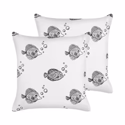 Set of 2 Cotton Kids Cushions Fish Print 45 x 45 cm White TWEEDIA