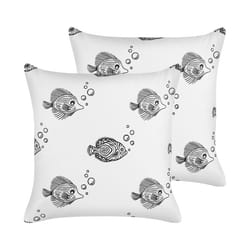 Set of 2 Cotton Kids Cushions Fish Print 45 x 45 cm White TWEEDIA