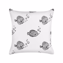 Set of 2 Cotton Kids Cushions Fish Print 45 x 45 cm White TWEEDIA