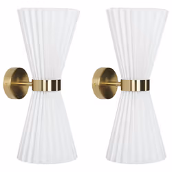 Set of 2 Wall Lamps TELANG Cotton White