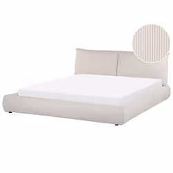 Bed Corduroy VINAY 180 x 200 cm (EU Super King) Light Beige