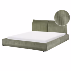 Bed Corduroy VINAY 160 x 200 cm (EU King Size) Olive Green