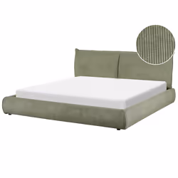 Bed Corduroy VINAY 180 x 200 cm (EU Super King) Olive Green