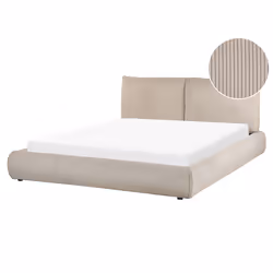 Bed Corduroy VINAY 160 x 200 cm (EU King Size) Taupe