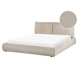 Bed Corduroy VINAY 160 x 200 cm (EU King Size) Taupe