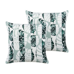 Set of 2 Outdoor Cushions Leaf Pattern 45 x 45 cm Green TERMINI