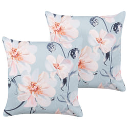 Set of 2 Outdoor Cushions APRICALE Floral Pattern 45 x 45 cm Blue