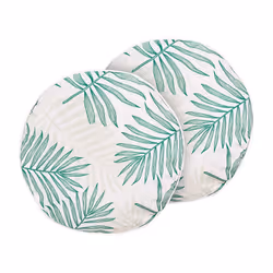 Set of 2 Outdoor Cushions Leaf Pattern 40 cm Beige and Green POGGIO