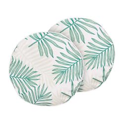 Set of 2 Outdoor Cushions Leaf Pattern 40 cm Beige and Green POGGIO