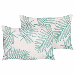 Set of 2 Outdoor Cushions POGGIO Plant Pattern 40 x 60 cm Green