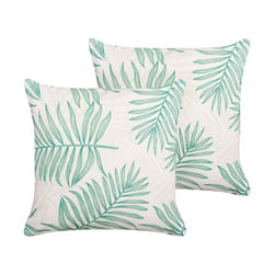Set of 2 Outdoor Cushions Leaf Pattern 45 x 45 cm Beige and Green POGGIO