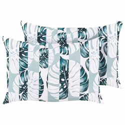 Set of 2 Outdoor Cushions TERMINI Plant Pattern 40 x 60 cm Green