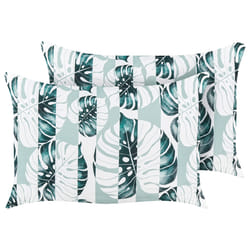 Set of 2 Outdoor Cushions TERMINI Plant Pattern 40 x 60 cm Green