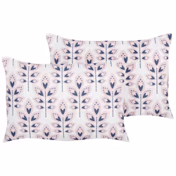 Set of 2 Outdoor Cushions TORRETTA Plant Pattern 40 x 60 cm Off-White