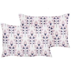 Set of 2 Outdoor Cushions TORRETTA Plant Pattern 40 x 60 cm Off-White