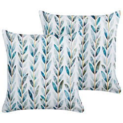 Set of 2 Outdoor Cushions LOANO Plant Pattern 45 x 45 cm Green