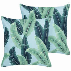 Set of 2 Outdoor Cushions BOISSANO Plant Pattern 45 x 45 cm Green