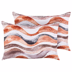 Set of 2 Outdoor Cushions SEBORGA Abstract Pattern 40 x 60 cm Brown