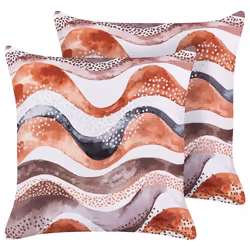 Set of 2 Outdoor Cushions SEBORGA Abstract Pattern 45 x 45 cm Brown