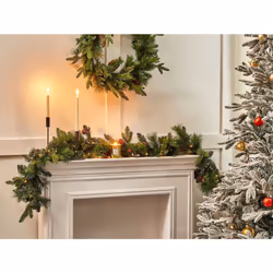 Pre-Lit Christmas Garland 180 cm Green WHITEHORN