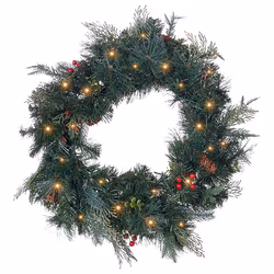 Pre-Lit Christmas Wreath  60 cm Green ELBRUS