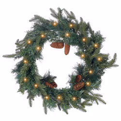 Pre-Lit Christmas Wreath 60 cm Green KAMERUN