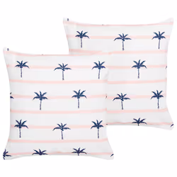 Set of 2 Outdoor Cushions MOLTEDO Striped 45 x 45 cm White