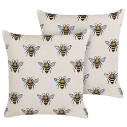 Set of 2 Outdoor Cushions CANNETO Animal Pattern 45 x 45 cm Beige