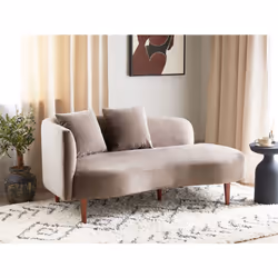 Left Hand Chaise Lounge CHAUMONT Velvet Taupe