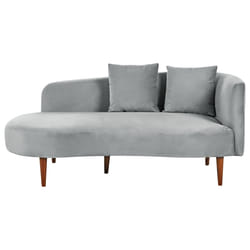 Right Hand Chaise Lounge CHAUMONT Velvet Light Grey