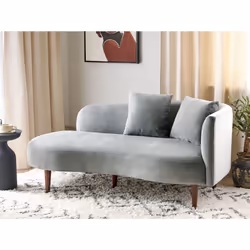 Right Hand Chaise Lounge CHAUMONT Velvet Light Grey
