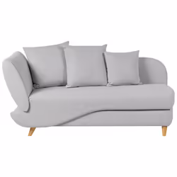 Left Hand Chaise Lounge MERI Faux Linen Light Grey with Storage