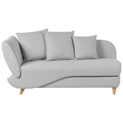 Left Hand Chaise Lounge MERI Faux Linen Light Grey with Storage