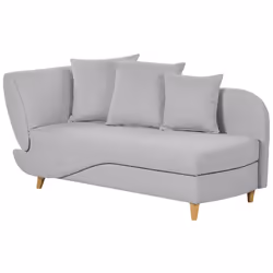 Left Hand Chaise Lounge MERI Faux Linen Light Grey with Storage