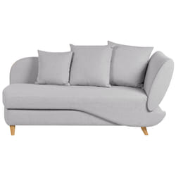 Right Hand Chaise Lounge MERI Faux Linen Light Grey with Storage