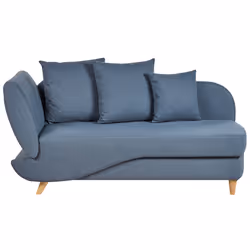 Left Hand Chaise Lounge MERI Faux Linen Dark Blue with Storage