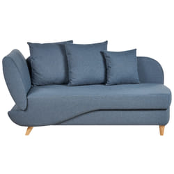 Left Hand Chaise Lounge MERI Faux Linen Dark Blue with Storage