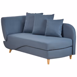 Left Hand Chaise Lounge MERI Faux Linen Dark Blue with Storage