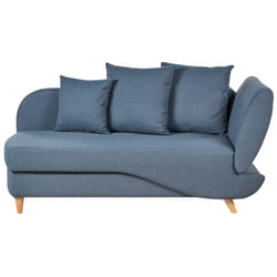 Right Hand Chaise Lounge MERI Faux Linen Dark Blue with Storage