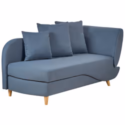 Right Hand Chaise Lounge MERI Faux Linen Dark Blue with Storage