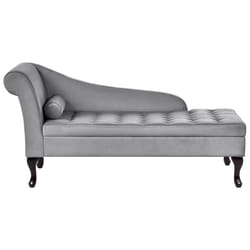 Left Hand Chaise Lounge PESSAC Velvet Light Grey with Storage