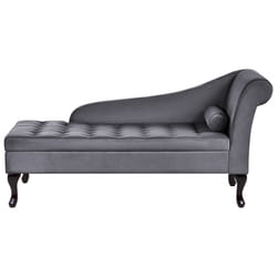 Right Hand Chaise Lounge PESSAC Velvet Dark Grey with Storage