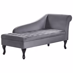 Right Hand Chaise Lounge PESSAC Velvet Dark Grey with Storage
