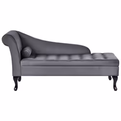 Left Hand Chaise Lounge PESSAC Velvet Dark Grey with Storage