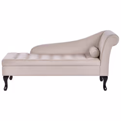 Right Hand Chaise Lounge PESSAC Velvet Light Beige with Storage