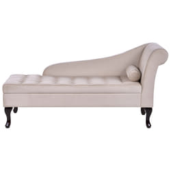 Right Hand Chaise Lounge PESSAC Velvet Light Beige with Storage