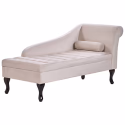 Right Hand Chaise Lounge PESSAC Velvet Light Beige with Storage